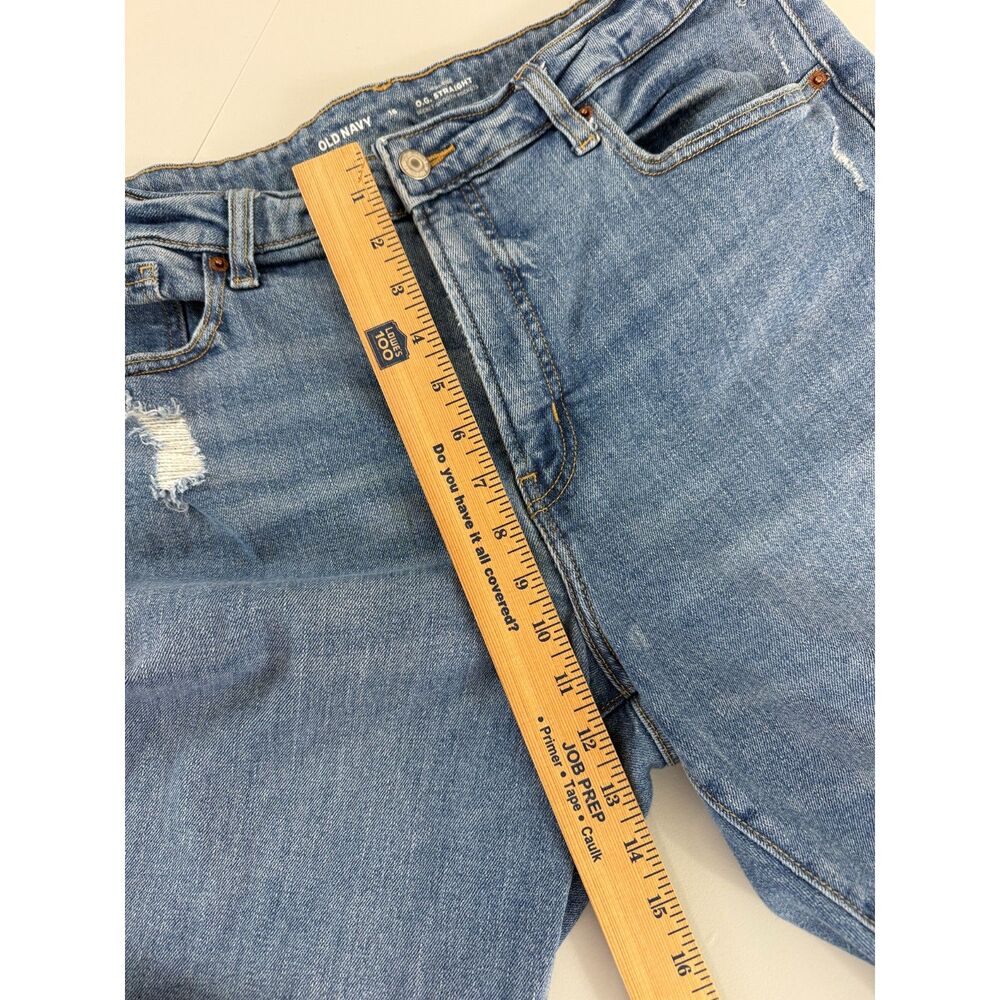 Old Navy Women's High-Rise O.G. Straight Jeans Distressed Frayed Hem Size 16 - Picture 8 of 11